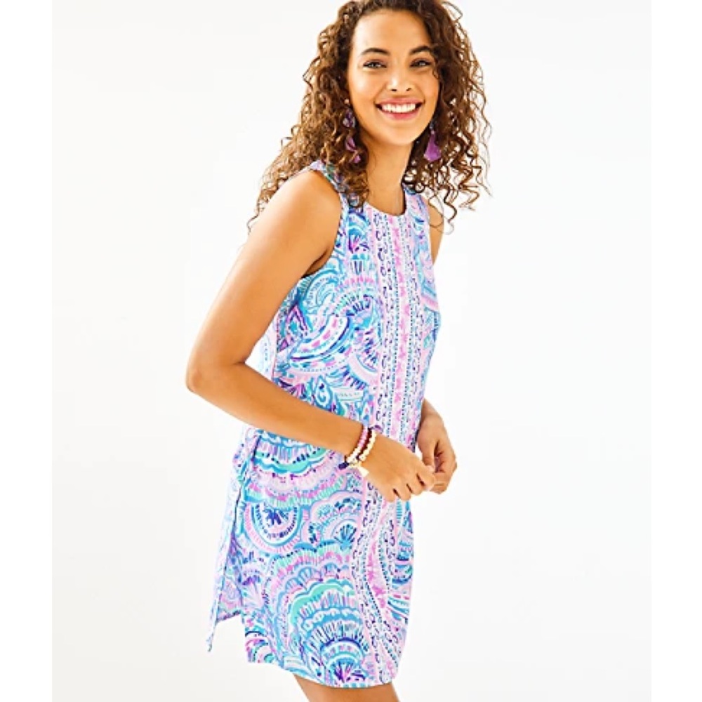 Lilly Pulitzer Donna Romper in Happy as a Clam - Size 10 - Pink/Blue/Purple